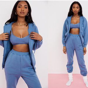HOUSE OF CB 'Storm' Azure Zip Through Hoodie NWOT